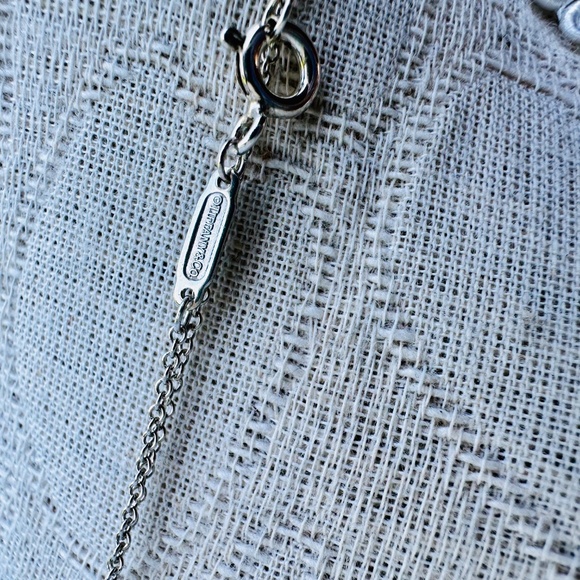 Tiffany & Co. SMALL RTT Blue Enamel Double Heart Necklace in Silver - Picture 9 of 10